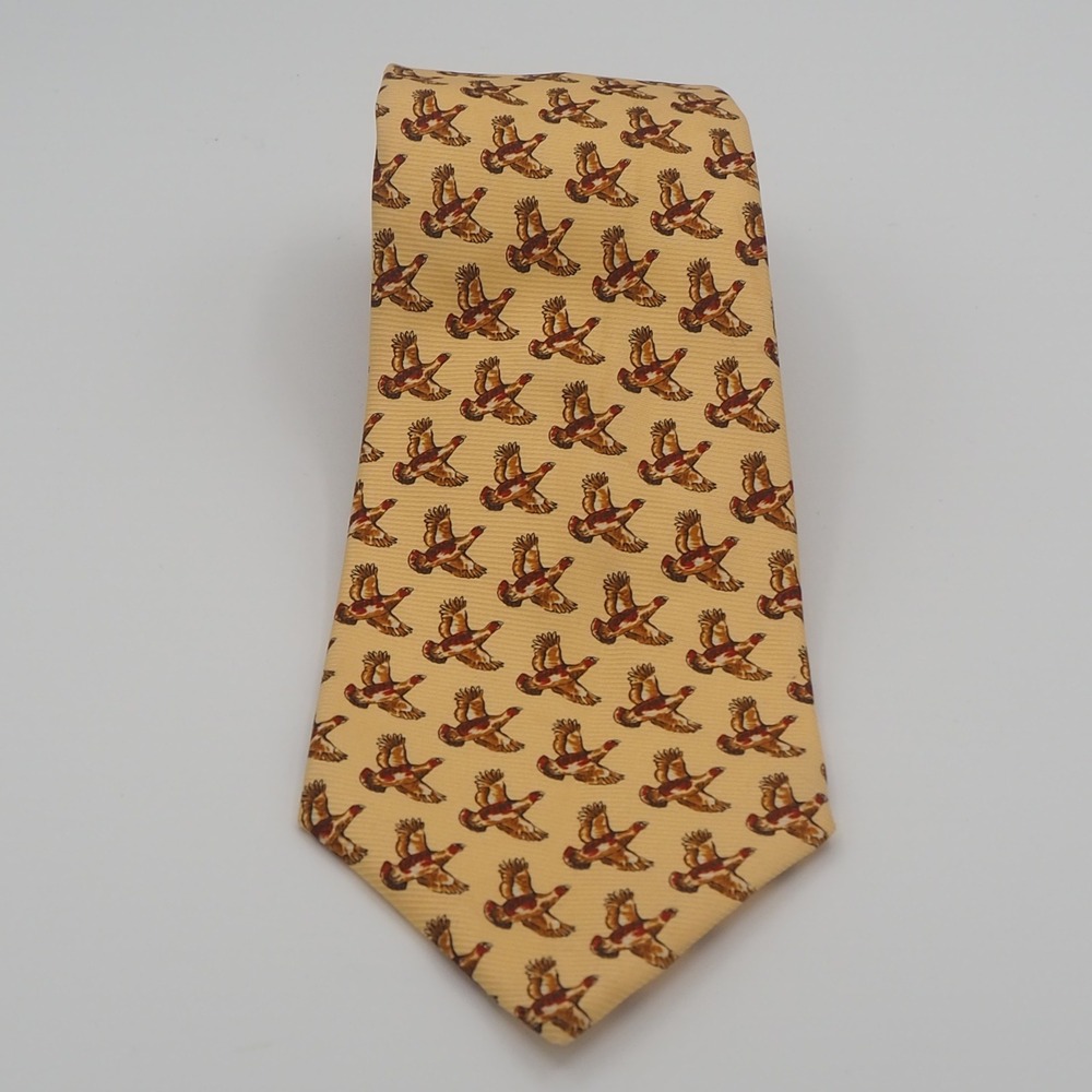 Vintage Lauren Ralph Lauren 100% Silk Pheasant Tie Made in USA Hand Finished